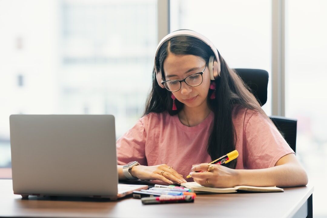 woman learning online course